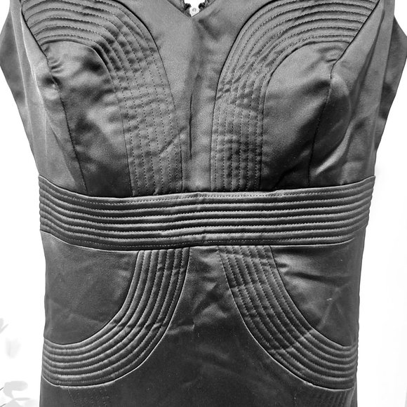 Suzy Shier Bustier Black Satin Dress Size XS - Picture 3 of 7